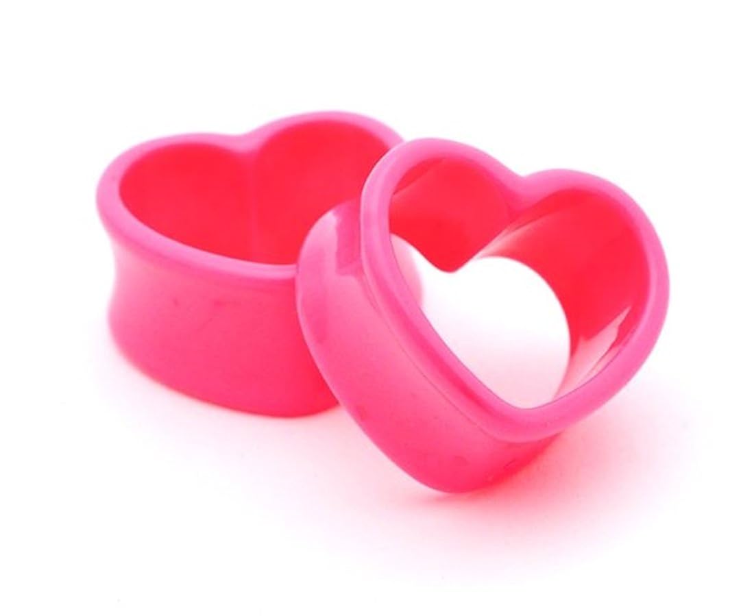 Amazon.com: Pink acrílico túneles de corazón – 00 G – 10 mm ...