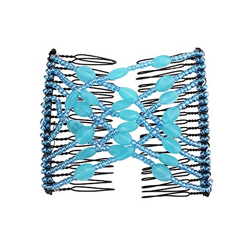 image for Sunmoot Hair Stick Hairpins Clip Women Bead Stretchy Hair Combs Double