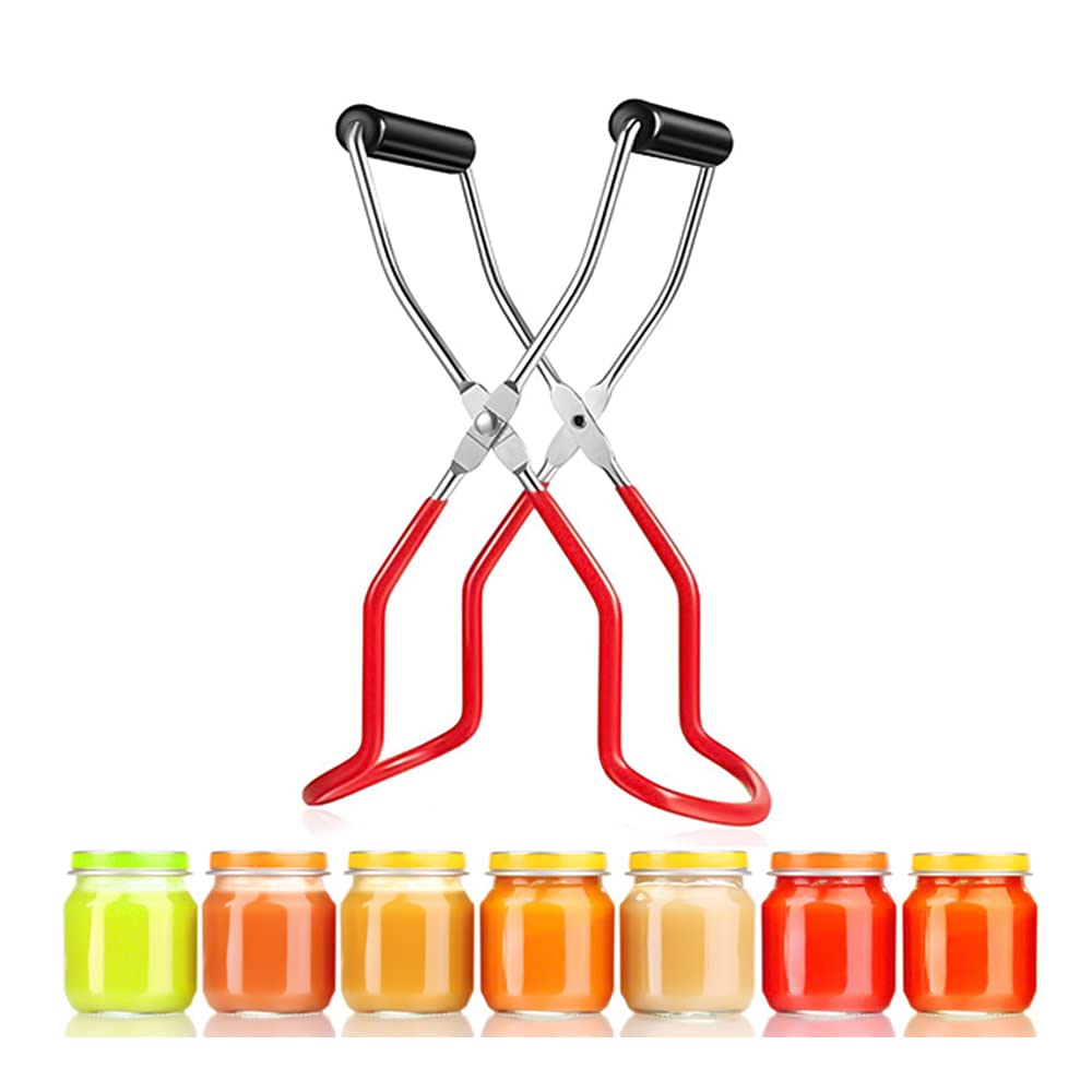 Canning Jar Lifter Tongs,Stainless Steel Anti-Scalding Jar Lifter Non-Slip Glass Jar Clip with Rubber Grip Handle for Kitchen Restaurant Wide-Mouth Canning