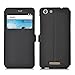 BLU Energy X2 Case, IVSO BLU Energy X2 Case [View Window] [Full Range Protection] Linen Texture Slim Leather Case Cover for BLU Energy X2 Phone (Black)