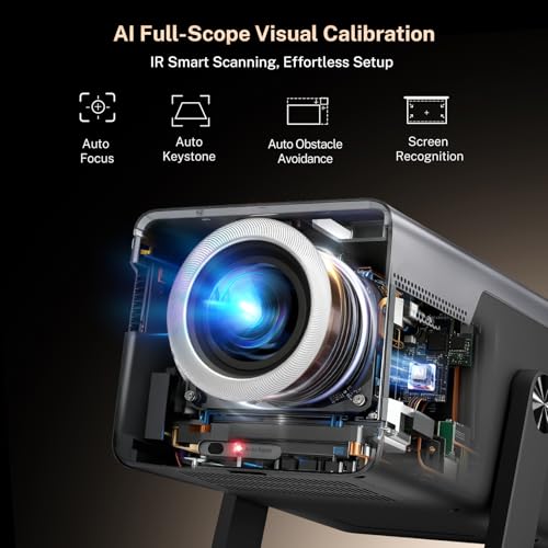 [8K/4K Supported/2000 ANSI/AI Visual Calibration] Native 1080P UHD Video Projector, X7 Smart Projector with Android 14 OS IA Auto Focus/Keystone/Obstacle Avoidance, WiFi/Bluetooth 200" Display