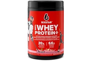 Six Star Whey Protein Powder Plus - Ultimate Muscle Building Formula with Whey Protein Isolate & Peptides - 30g of Protein & 