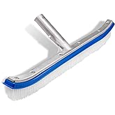 Swimming Pool Wall &amp; Tile Brush,18" Heavy Duty Vinyl Polished Aluminum Back Cleaning Brush Head Designed for Cleans Walls, Tiles &amp; Floors, Nylon Bristles Brush Head with EZ Clips (Pole not Included)