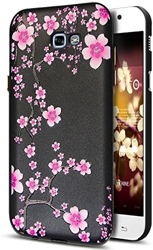 Galaxy A3 2016 Case, Galaxy A3 2016 TPU Case,ikasus 3D Relief Emboss Flower Floral Painted Pattern Black Flexible Soft Silicone TPU Bumper Rubber Protective Case Cover for Galaxy A3 2016,Flower #12