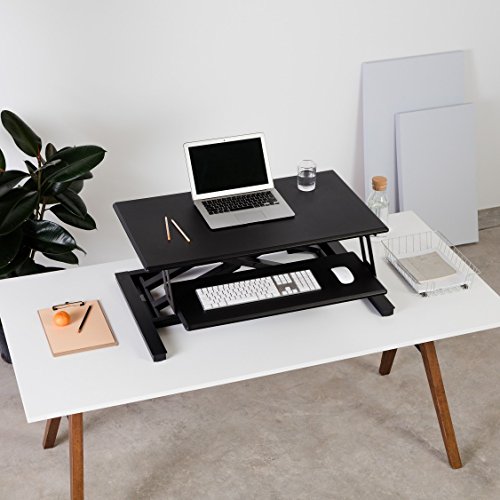 Fully Cooper Standing Desk Converter - 35" Height-Adjustable Workspace (Black)