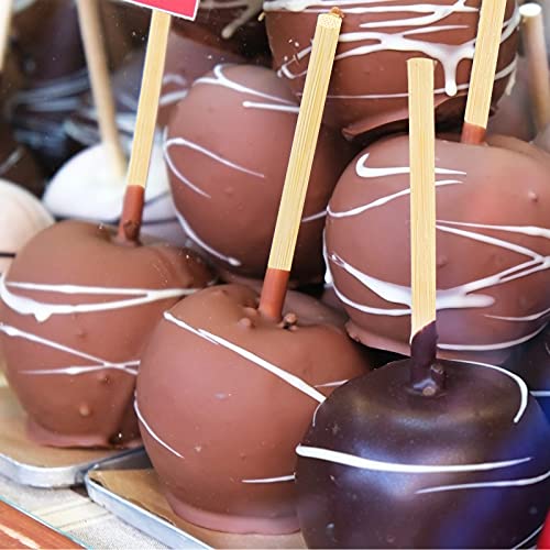 HANSGO Wooden Candy Apple Skewer Sticks, 5mm 6.25inch Birch Bamboo BBQ Caramel Apple Sticks Cotton Candy Stick Rock Candy Stick Skewer Semi Pointed Lollipop Sticks Barbecue Corn Dog