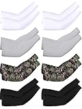 Mudder 8 Pairs Unisex UV Protection Arm Cooling Sleeves Ice Silk Arm Cover (4 Colors)