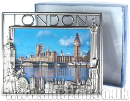 Metal Photo / Picture Frame (Nickel Effect) - London Multi Scenes, London Collectable Souvenir by Photo Frames