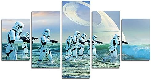 YspgArt66 Print Painting Canvas, 5 Pieces Star Wars Assault scene Wall Art Painting for Home Living Room Office Mordern Decoration Gift(Unframed)