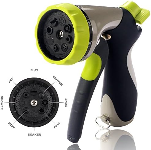 Hose Nozzle with 8 Adjustable Watering Patterns, Heavy Duty Nozzle Sprayer with Flow Control Setting for Car Wash, Pet showing, Lawn Watering and Cleaning.
