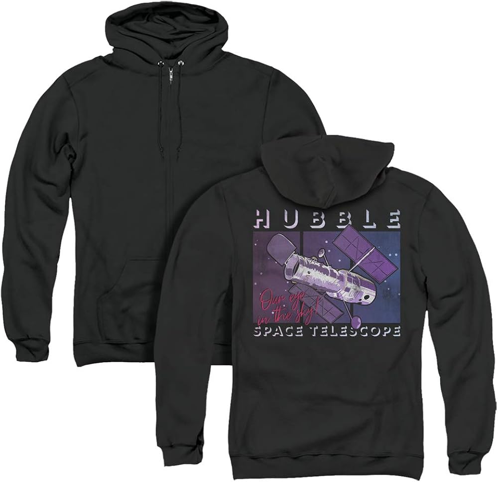 NASA Full Zip Hoodie Our Eye in The Sky Black Hoody Back Print Amazon