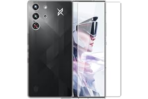 WDMYLFTW Case for ZTE Nubia RedMagic 10S Pro + Glass Screen Protector Tempered Film - Transparent Silicone Soft Flexible Bump
