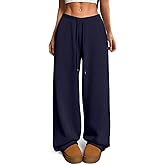 HeSaYep Women's Fleece Lined Sweatpants V-Waisted Wide Leg Sweat Pants Winter Warm Pants with Pockets