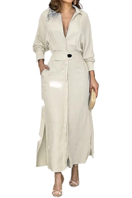 Vestidos Para Mujer Vestido Largo De Algodón Y Lino Para Mujer