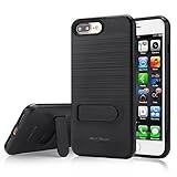 iPhone 7 Plus Wallet Case, Moonmini Heavy Duty Shockproof Slim Fit Protective Kickstand Grip Cover with Hidden Credit Card Slot Holder for iPhone 7 Plus - Black