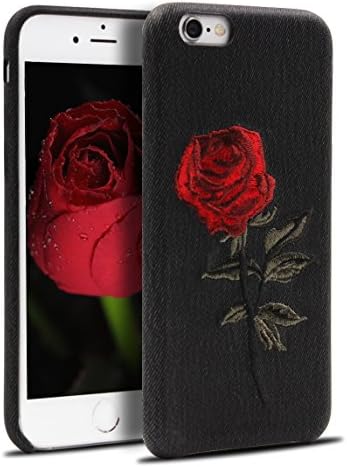 Creative Embroidery Rose Mobile Phone Caes For iPhone 7 Leather Case (Black)