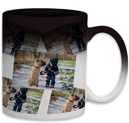 RitzPIx Magic Photo Mug Customizable White Ceramic with a Single Horizontal Image Tiled around the Mug. Mug is Black until you add Hot Liquid. Perfect Personalized Gift - 11oz.