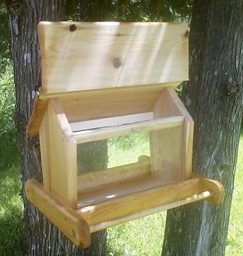 Rustic cute large handmade hanging, cedar wood, square bird feeder, TBNUP #1H - Thumbnail 3