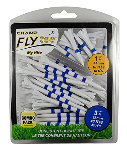 Champ 86503 Zarma Flytee My Hite 3-1/4" Combo Pack White with Blue Stripes Golf Tees
