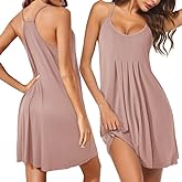 Ekouaer Women Nightgowns Sleeveless Sleepwear Spaghetti Strap Racerback Pajama Dress Nightshirt S-XXL