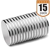 DIYMAG 15pcs 1.26â€D x 0.08â€H Powerful Neodymium Disc Magnets, Strong, Permanent, Rare Earth Magnets, Fridge, DIY, Building, Scientific, Craft, and Office Magnets