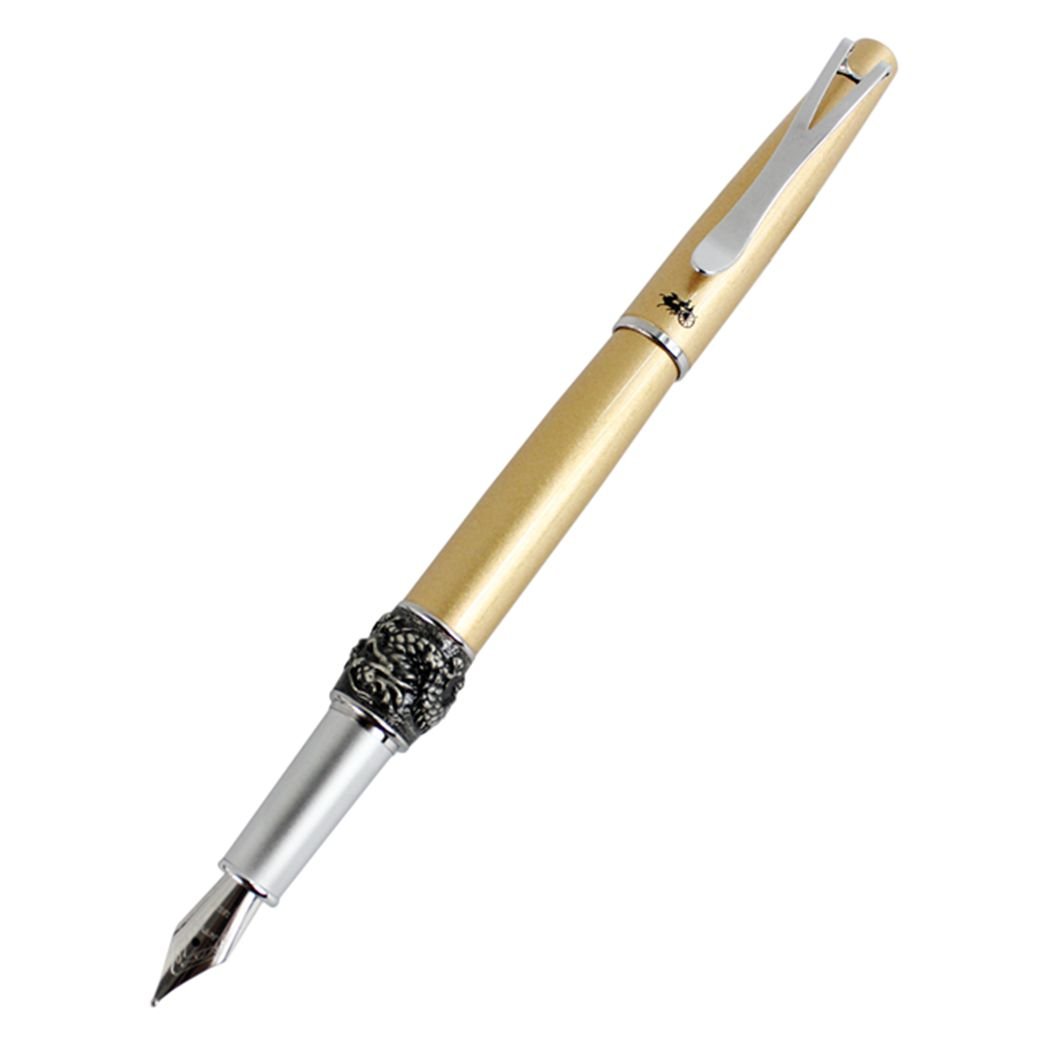 Gullor Classic Hovering Dragon Fountain Pen Y2 Original Pen Pouch Gift Box Set - Golden