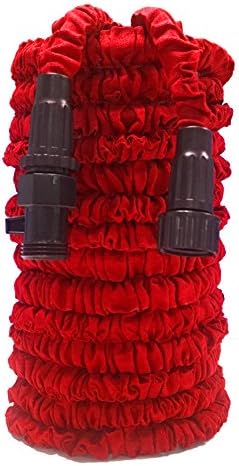 KLAREN Garden Hose, Expandable Garden Hose, 25ft Expanding Pressure Garden Water Hose, Brass Fitting & Triple Layer Latex Core & Latest Improved Extra Strength Fabric Protection Red