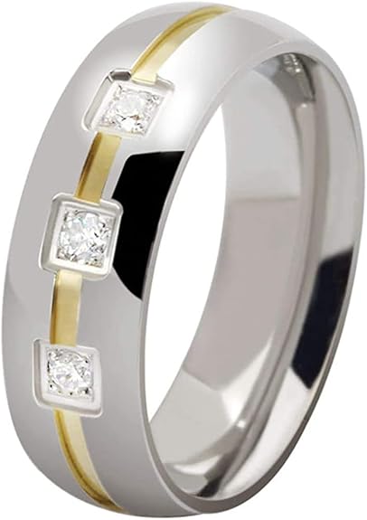 Set di anelli tricolore, fedi nuziali abbinate, set di anelli da uomo e da donna da 8 mm e 4 mm, anelli di fidanzamento in tungsteno nero argento e oro rosa - Italia