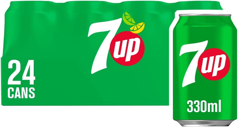 7UP Regular 330ml Cans Pack of 24 - Carbonated Lemon-Lime Soft Drink
