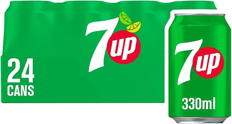7UP Regular 330ml Cans Pack of 24 - Carbonated Lemon-Lime Soft Drink