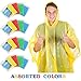 Wealers Rain Ponchos for Adults Teens Disposable Bulk Pack Emergency Raincoat Parks Outdoors Multi Colors Waterproof (Assorted, Case of 20)