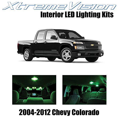 XtremeVision Chevy Colorado 2004-2012 (12 Pieces) Green Premium Interior LED Kit Package + Installation Tool Tool
