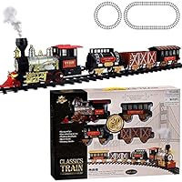 ECCRIS Christmas Train Set for Kids Railway Track with Light, Sound and Smoke