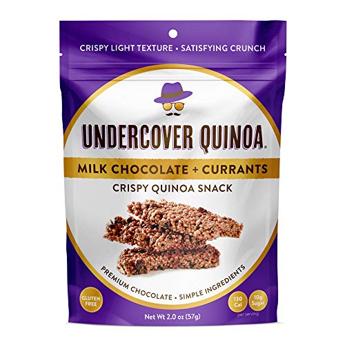 Undercover Quinoa Sampler Pack, Chocolate Crispy Quinoa Snack, Gluten-Free, 8 2 oz. bags: 2 Milk Chocolate, 2 Dark Chocolate+Sea Salt, 2 Milk Chocolate+Currants, 2 Dark Chocolate+Blueberries