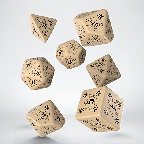 Q-workshop's Pathfinder 7 Dice Set - Rise of The Runelords (Beige-Black )