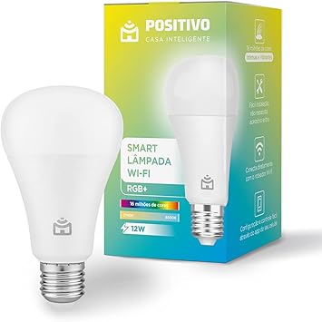 Smart Lâmpada Wi-Fi RGB+ Positivo Casa Inteligente, branco quente e frio, cores mais vibrantes, 1.000 Lúmens, RGB, LED 12W Bivolt - Compatível com Alexa