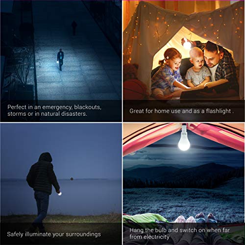 Sunco Lighting 6 Pack Rechargeable Emergency Bulb, A21, 11W, 4000K Cool White, E26, Battery Powered LED Bulb, 2 Hours Backup, Portable Camping Light - UL