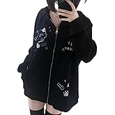 Pokn Kawaii Cute Cat Graphic Hoodie Y2k Zip Up Harajuku Clothes Oversized Pullover Sweatshirt Streetwear Jacket