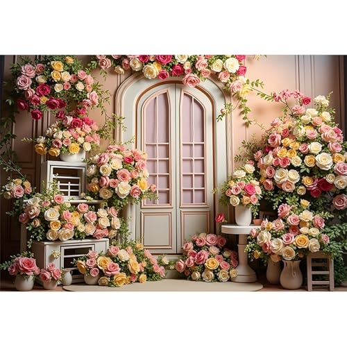 dnldliq 7x5ft Pink Flowers Wedding Backdrop Elegant Rose Blossom Floral Plant Woman Bride Party Girls Photography Background Bridal Shower Photo Studio Shoot at Amazon