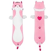 MIAOHAHA Long Plush Toy Cat Pillow Cute Plush Cat Toy Doll Stuffed Animal Cat Hugging Pillow for Sleeping Gift for Kids and Girls(Pink,110cm/43.3in)