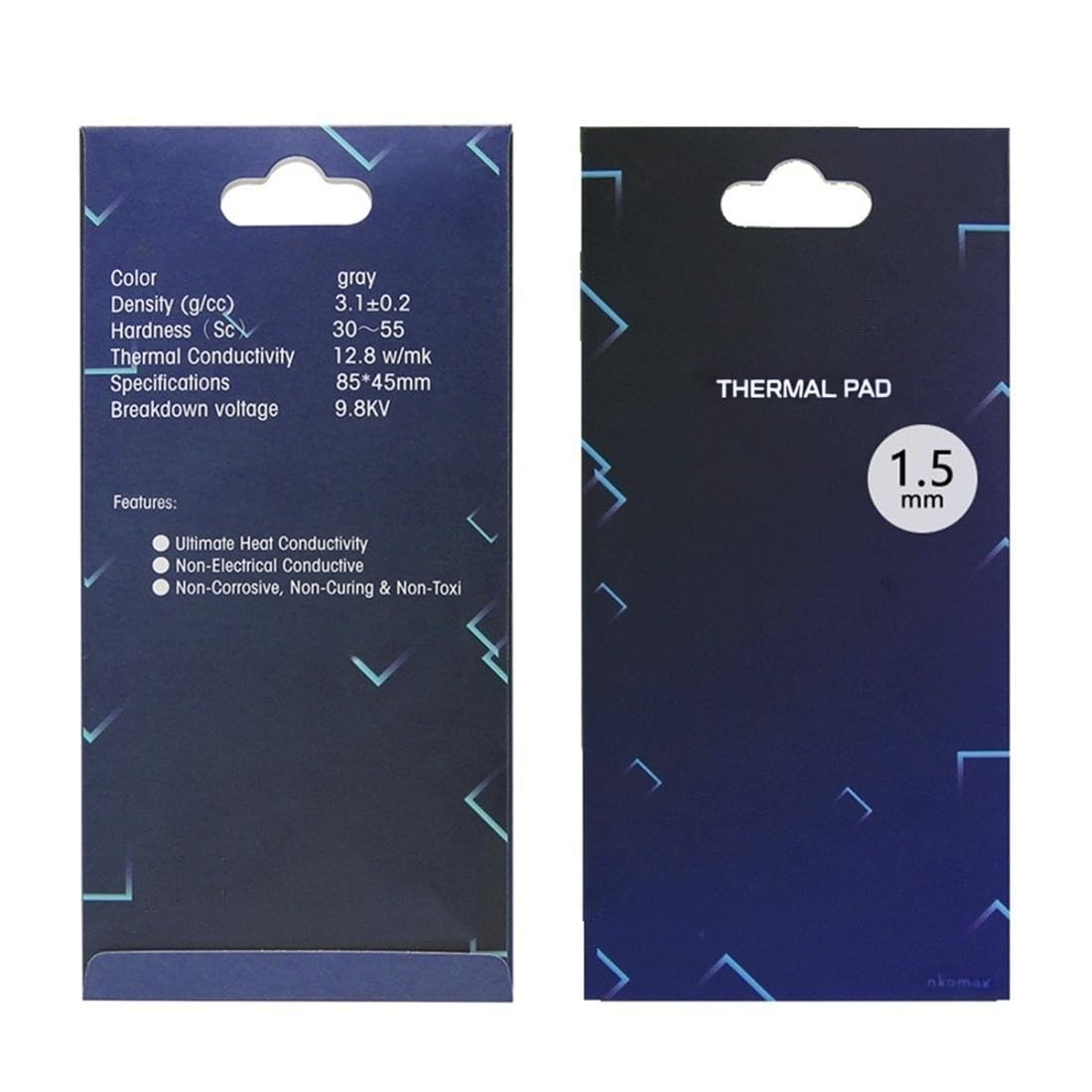 シリコンサーマルパッド、冷却ラジエーターフィン、85x45x1.5mm両面放熱シリコーンパッド、熱伝導性12.8 W/mk、軟らか材質、SSD CPU GPU LED ICチップセット冷却用商品画像