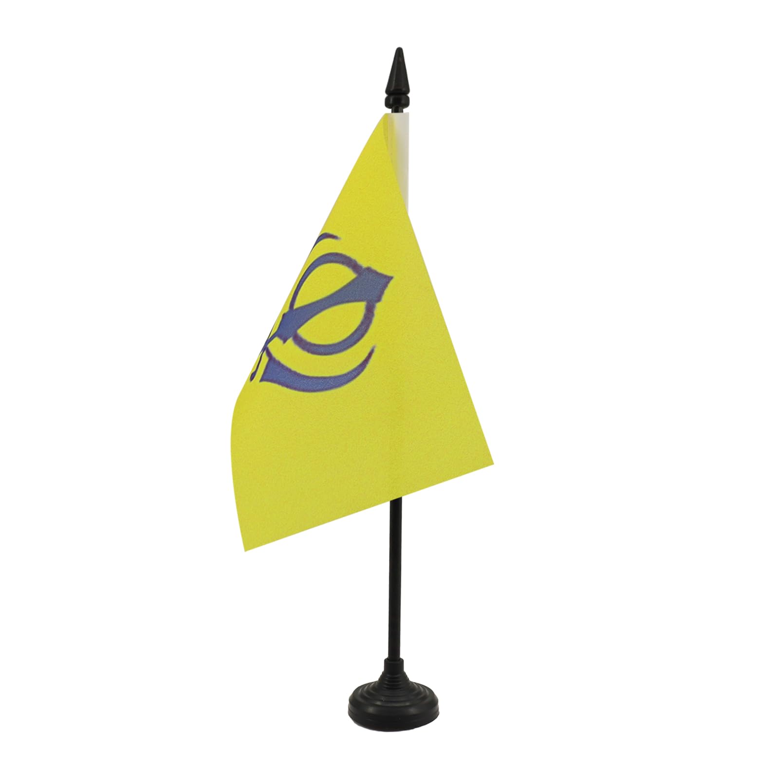 AZ FLAG - Sikh religion Table Flag 4'' x 6'' - Sikh religion Office Mini Banner 100% Polyester 15 x 10 cm - Mini Desk Flag with 10'' Pole and Black Plastic Base