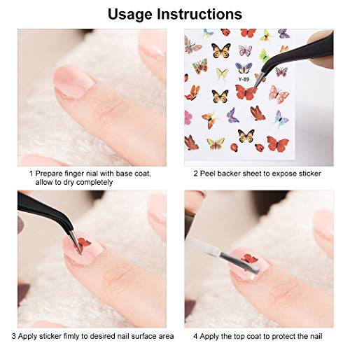 B bangcool Butterfly Nail Sticker DIY Nail Art Stickers for Gel Nails Decals for Women Nail Art Accessories kit, Nail Art Foils for Nails Design Nail Art Decal Stickers for Nail Salon Nails Supply