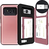 Samsung Galaxy S8 Plus, SKINU S8+ Wallet Charger Dual Layer Hidden Credit [S8+ Plus Card Case] Holder ID Slot Card Case with Inner USB Type C Adapter and Mirror for Galaxy S8 Plus (2017) - Rose Gold