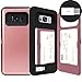 Samsung Galaxy S8 Plus, SKINU S8+ Wallet Charger Dual Layer Hidden Credit [S8+ Plus Card Case] Holder ID Slot Card Case with Inner USB type C Adapter and Mirror for Galaxy S8 Plus (2017) - Rose Gold