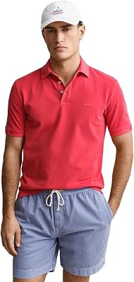 Polo Sunfaded SS Polo para Hombre, Rosa Rojo., S