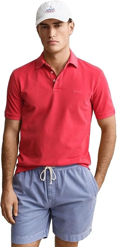 Sunfaded SS Polo pour Homme, Rouge chiné, S