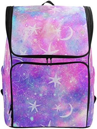 Marble Galaxy Star Moon School Backpack Waterproof Shoulder Bag Gym Backpack, Purple Star Laptop Bag Outdoor Travel Bag for Kids Women Men