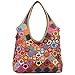 YALUXE Women's Soft Lambskin Leather Multicolor Tote Crossbody Shoulder Bag Flower-1