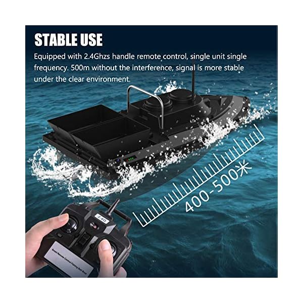 Angelköderboot, Dual Motor Fish Finder-Schiff, RC-Köderboot mit LED-Navigator-Licht, max Laden 1.5kg, RC-Entfernung 500m… – Bild 3
